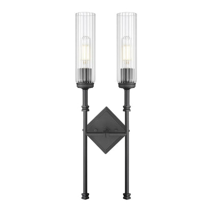 Z-Lite 2 Light Wall Sconce, Matte Black