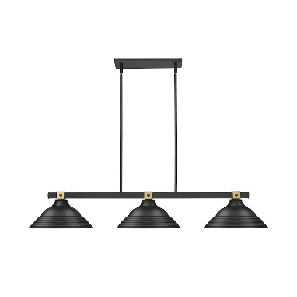 Z-Lite Bronte 3 Light Billiard, Steel Frame, Matte Black Shade Color