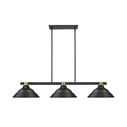 Z-Lite Bronte 3 Light Billiard, Steel Frame, Matte Black Shade Color
