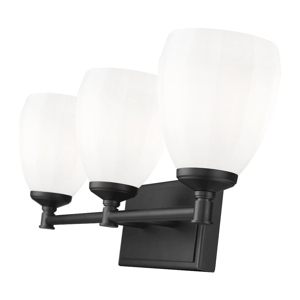 Z-Lite Oren 3 Light Vanity in Matte Black color, Steel frame