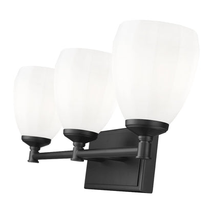 Z-Lite Oren 3 Light Vanity in Matte Black color, Steel frame