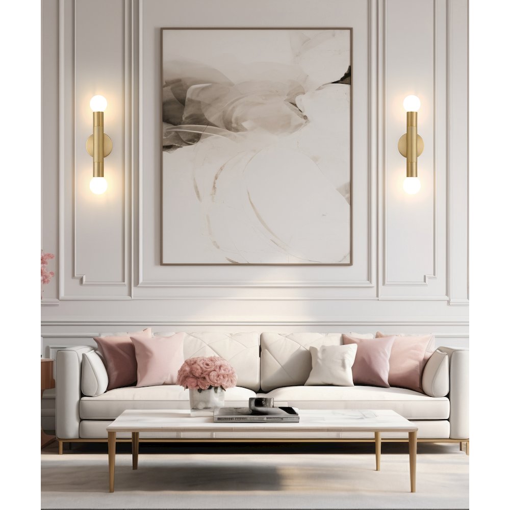 Z-Lite Stari 2 Light Wall Sconce in Modern Gold color, Steel frame