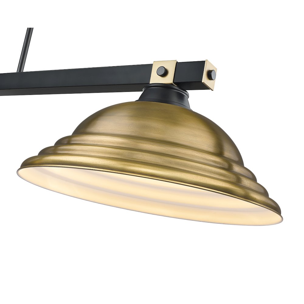 Z-Lite Bronte 3 Light Billiard, Steel Frame, Rubbed Brass Shade Color