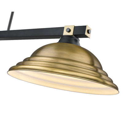 Z-Lite Bronte 3 Light Billiard, Steel Frame, Rubbed Brass Shade Color