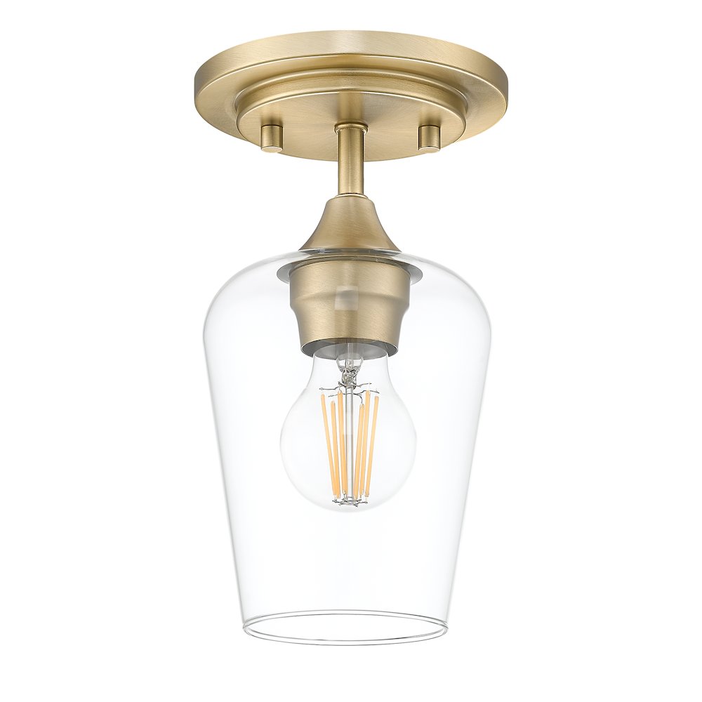 Z-Lite 1 Light Flush Mount, Burnished Brass