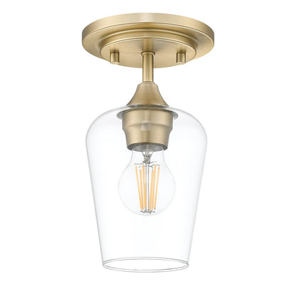 Z-Lite 1 Light Flush Mount, Burnished Brass