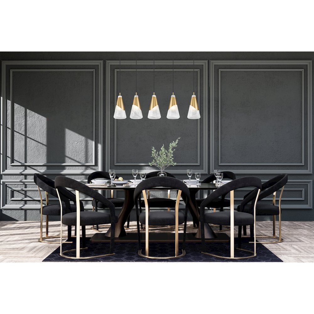 Z-Lite Aimie 5 Light Linear Chandelier, Modern Gold