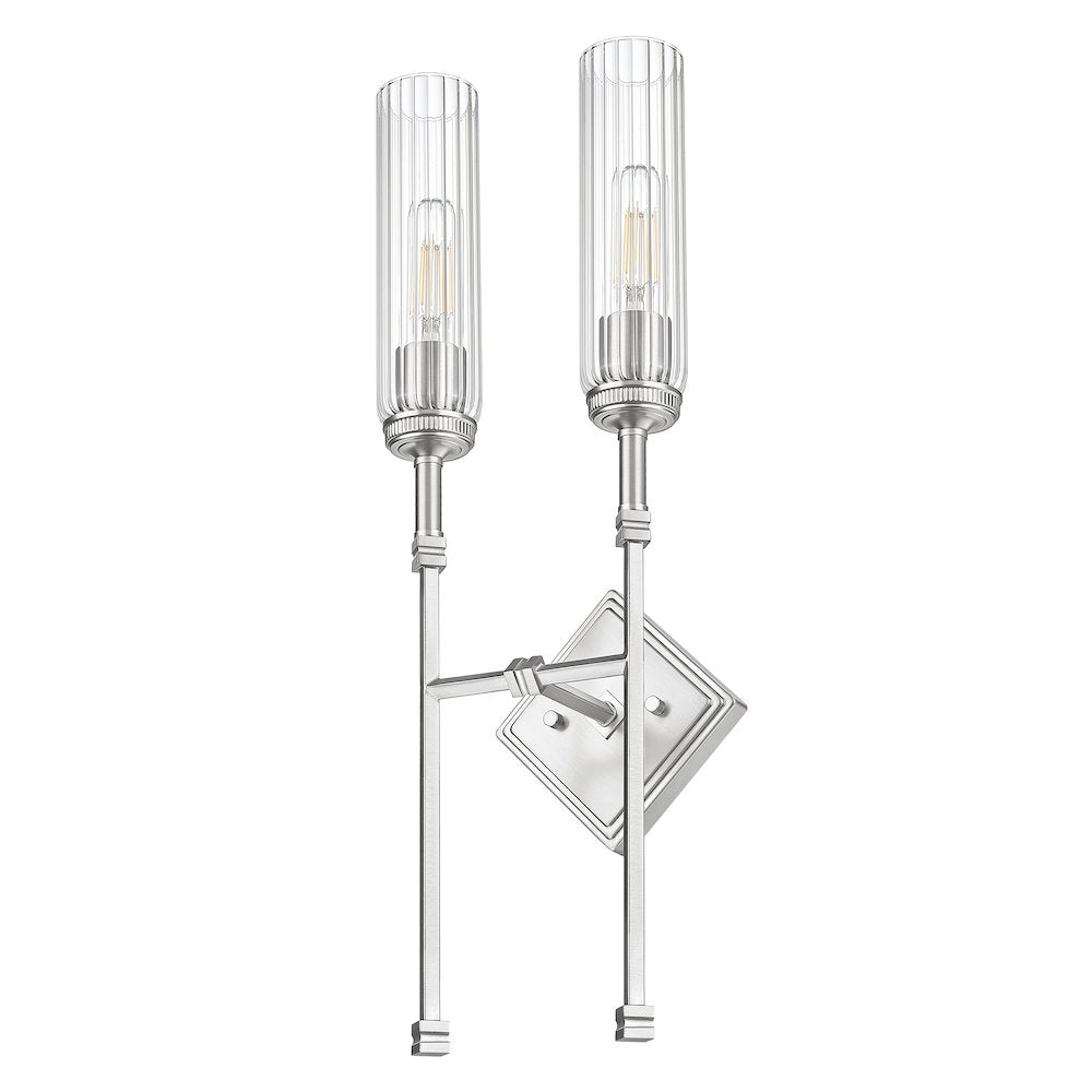 Z-Lite 2 Light Wall Sconce, Brushed Nickel