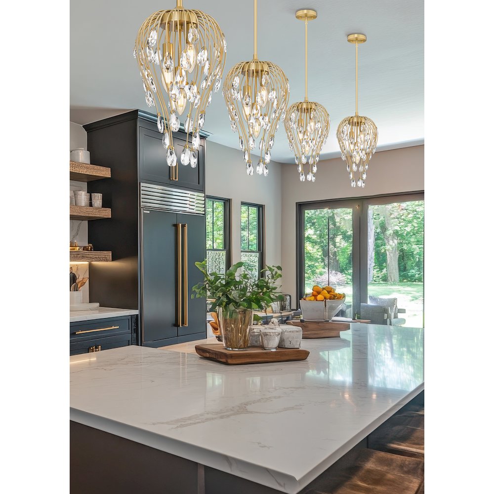 Z-Lite 3 Light Pendant, Modern Gold