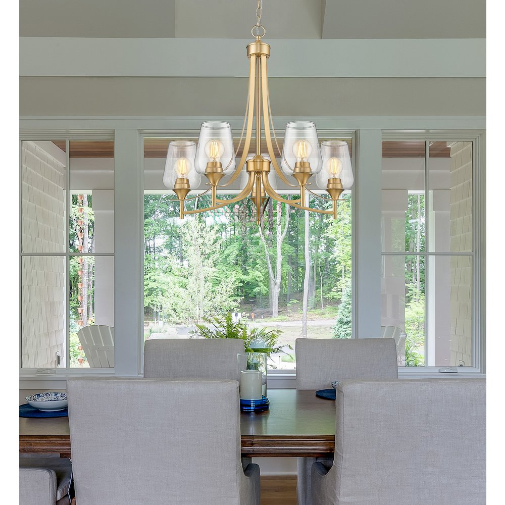 Z-Lite 5 Light Chandelier, Burnished Brass