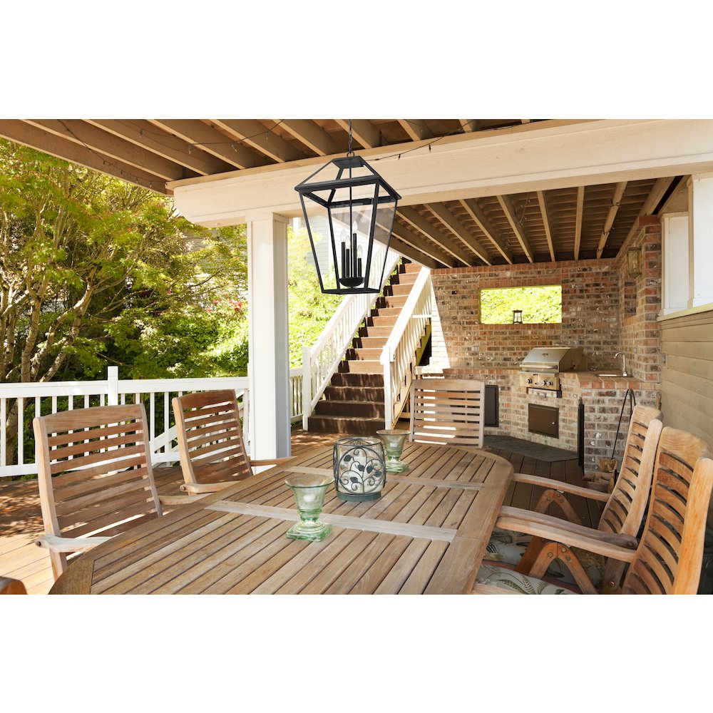 Z-Lite Talbot 4 Light Outdoor Chain Mount Ceiling Fixture, Black