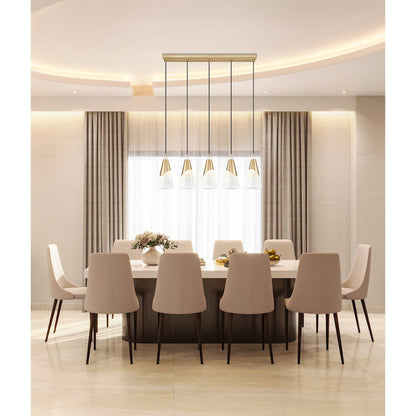 Z-Lite Aimie 5 Light Linear Chandelier, Modern Gold