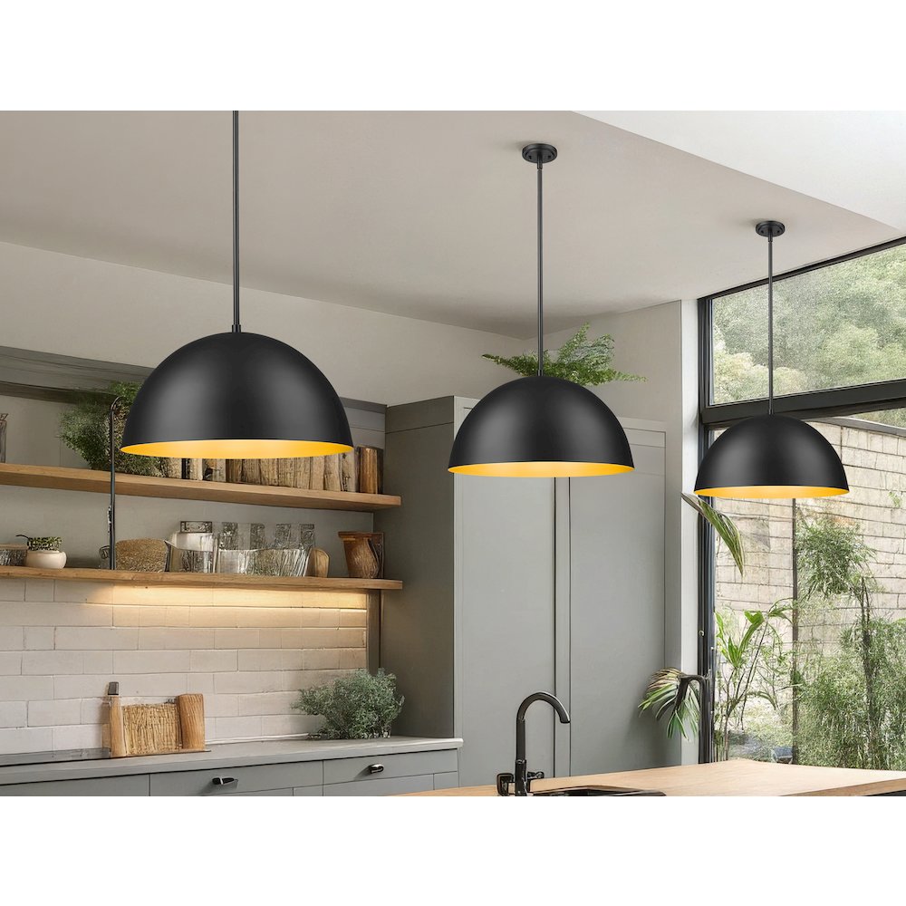 Z-Lite 3 Light Pendant, Matte Black