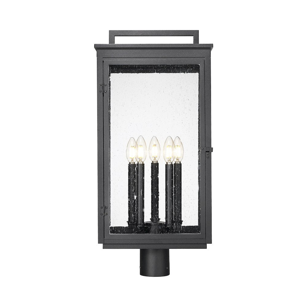 Z-Lite Hartwell 5 Light Outdoor Post Mount Fixture in Sand Black color