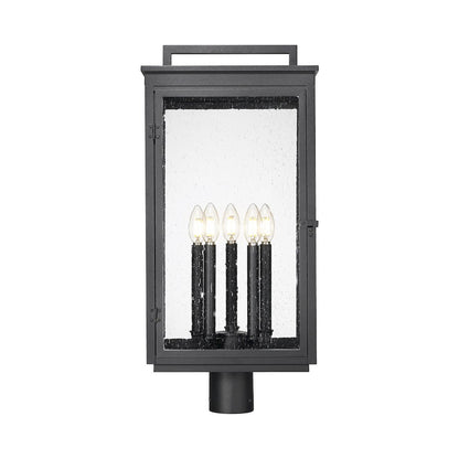 Z-Lite Hartwell 5 Light Outdoor Post Mount Fixture in Sand Black color