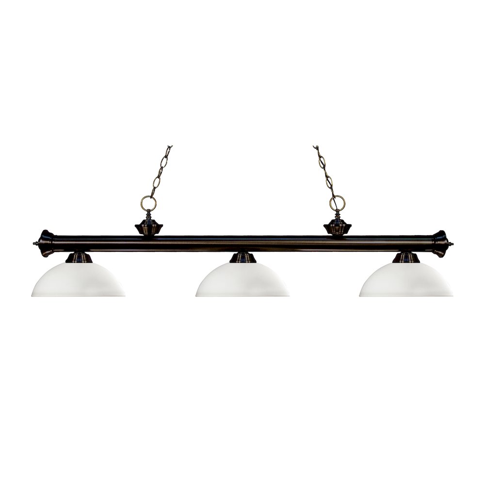 Z-Lite Riviera 3 Light Billiard, Steel Frame, Matte Opal Shade Color