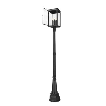 Z-Lite Hartwell 5 Light Outdoor Post Mounted Fixture in Sand Black color