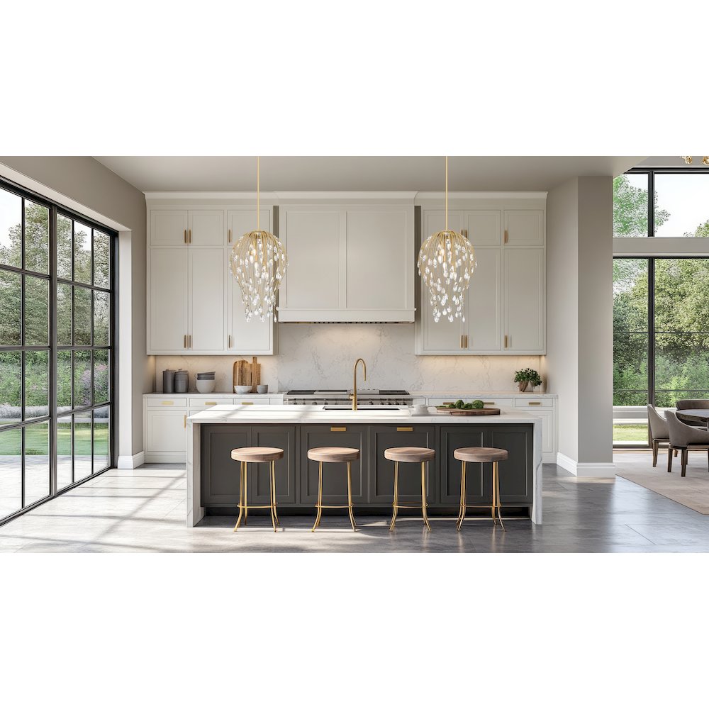 Z-Lite 6 Light Pendant, Modern Gold