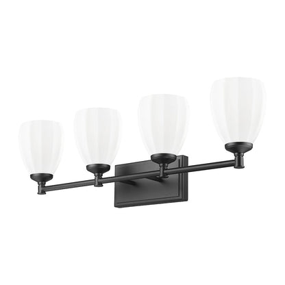 Z-Lite Oren 4 Light Vanity in Matte Black color, Steel frame