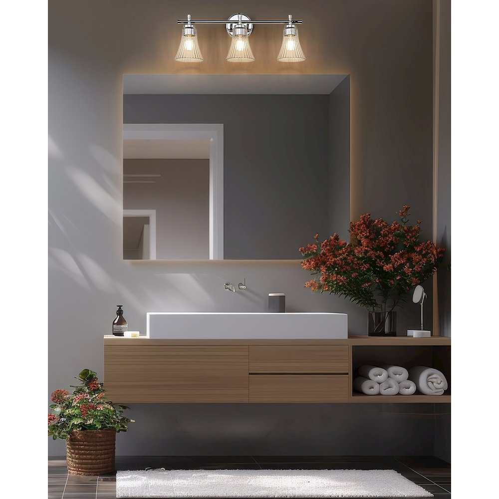 Z-Lite Belle 3 Light Vanity in Chrome color, Steel frame