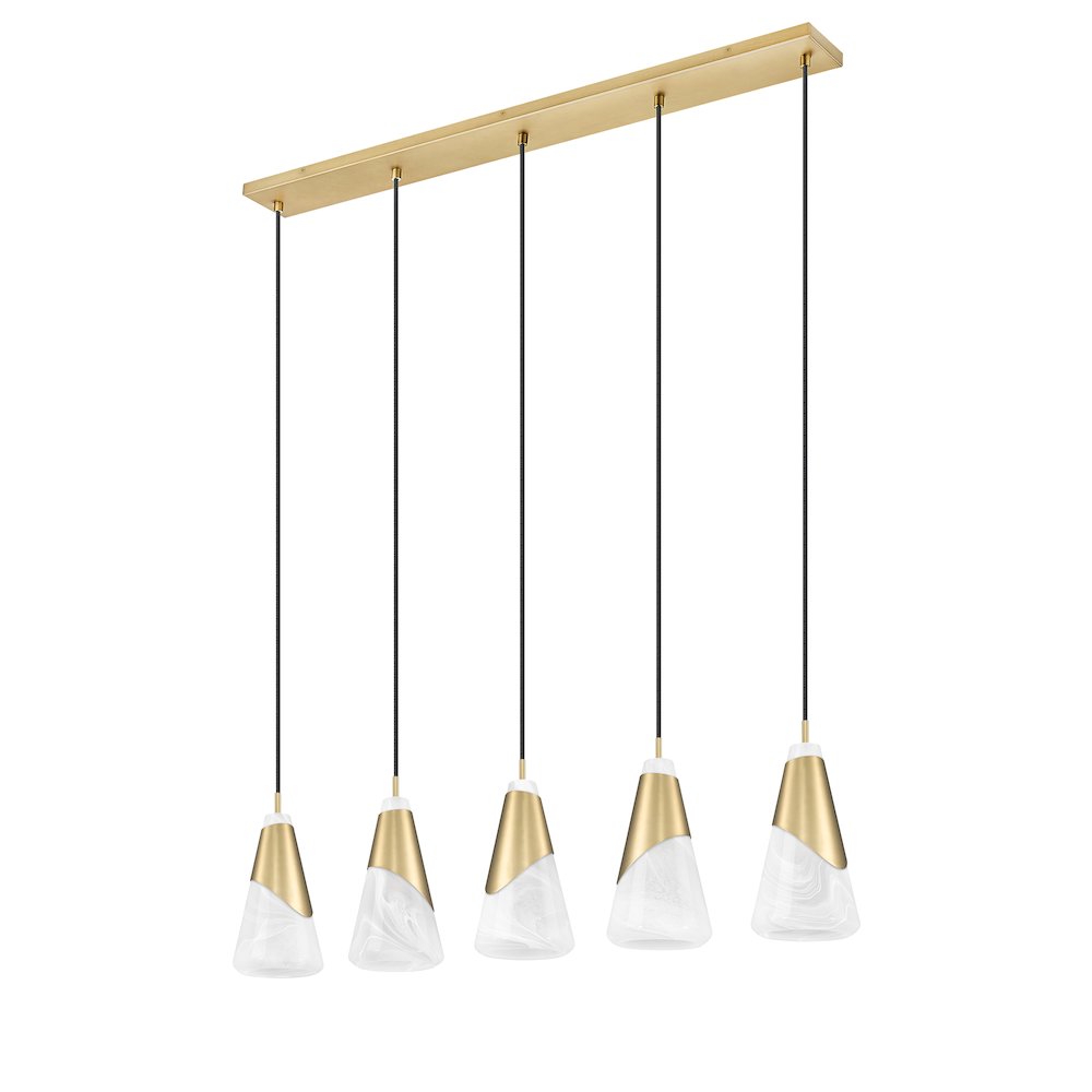 Z-Lite Aimie 5 Light Linear Chandelier, Modern Gold