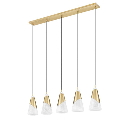 Z-Lite Aimie 5 Light Linear Chandelier, Modern Gold
