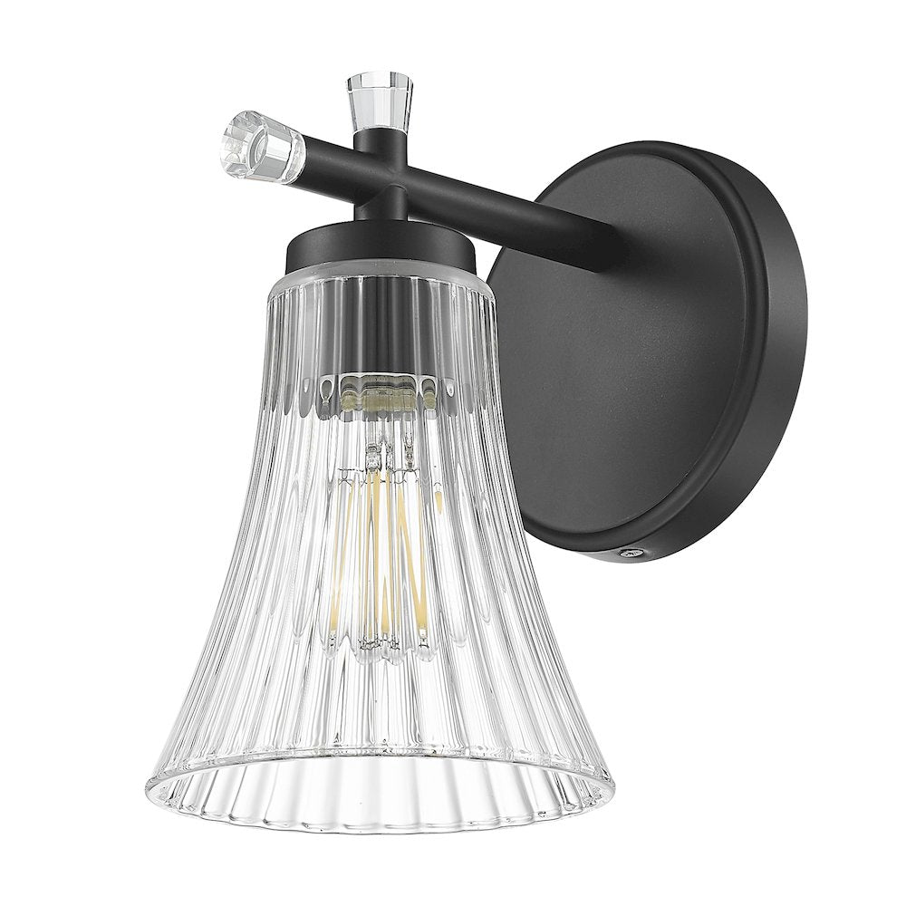 Z-Lite Belle 1 Light Wall Sconce in Matte Black color, Steel frame