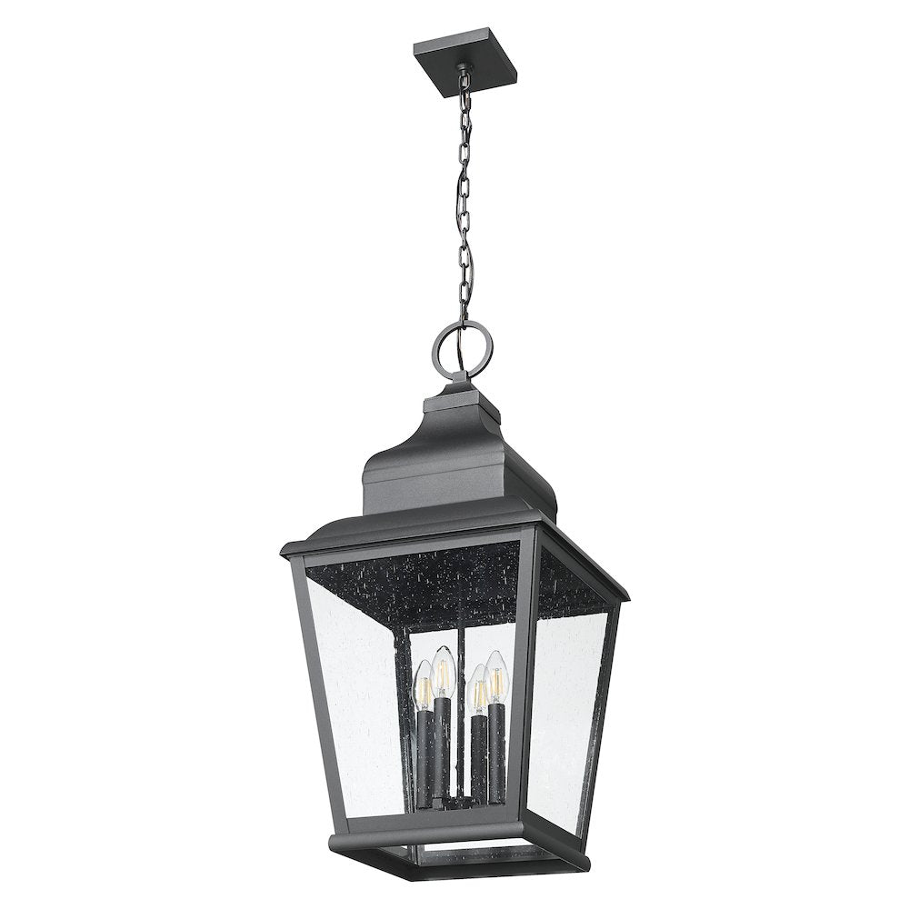 Z-Lite 4 Light Outdoor Chain Mount Ceiling Fixture, Sand Black