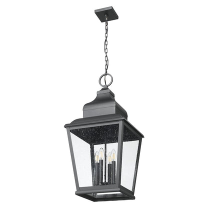 Z-Lite 4 Light Outdoor Chain Mount Ceiling Fixture, Sand Black
