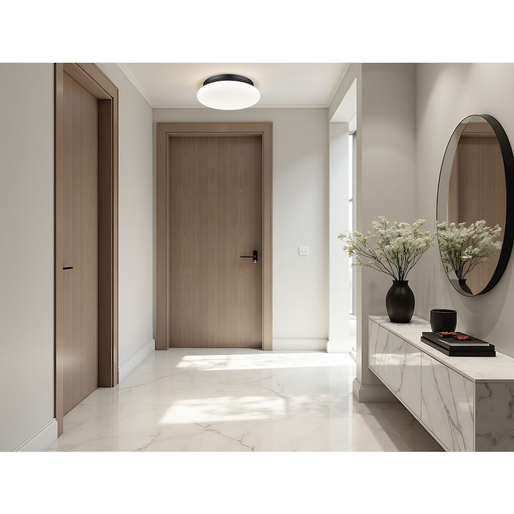 Soleil 1 Light Matte Black Flush Mount