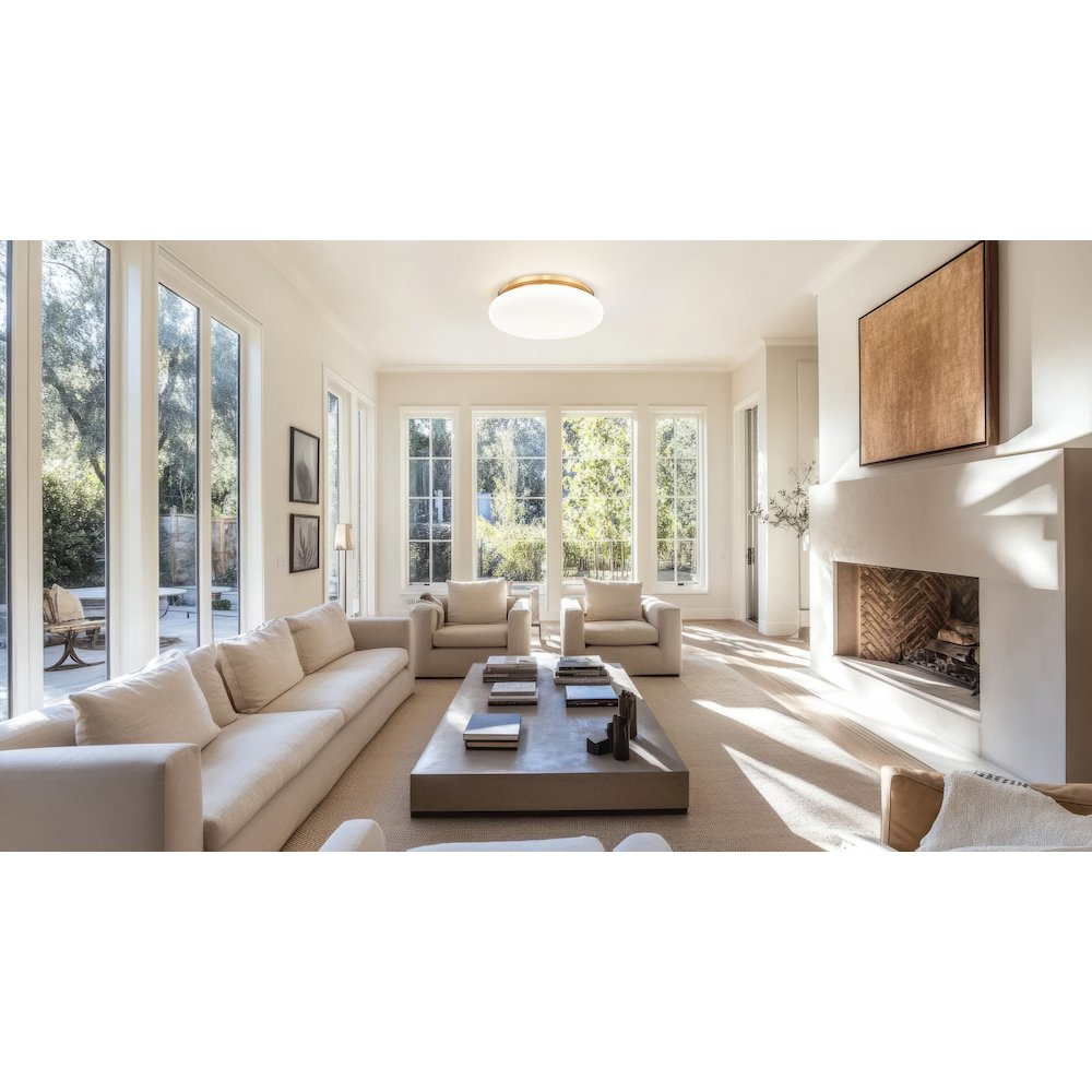 Soleil 1 Light Modern Gold Flush Mount