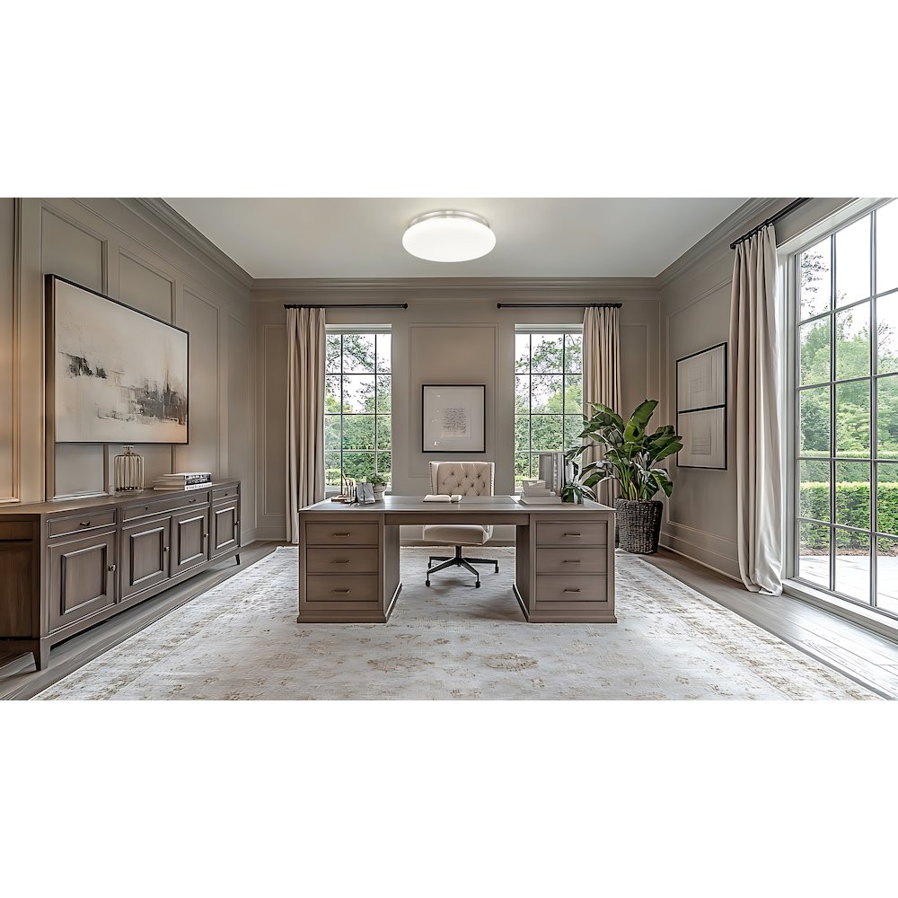 Soleil 1 Light Brushed Nickel Flush Mount