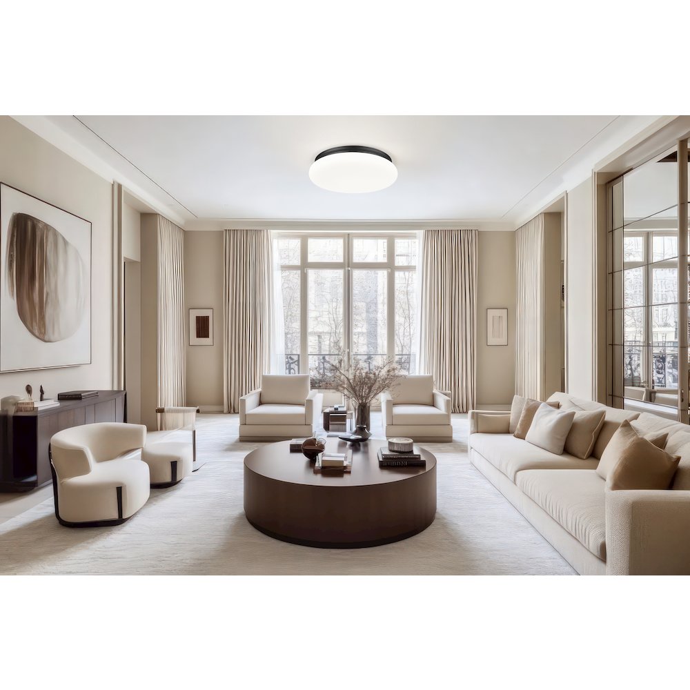 Soleil 1 Light Matte Black Flush Mount