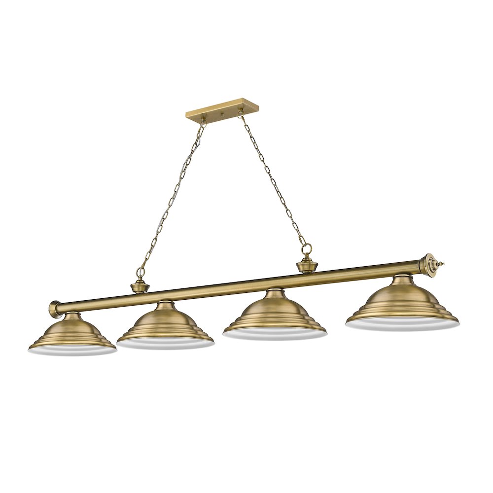 Z-Lite Cordon 4 Light Billiard, Steel Frame, Rubbed Brass Shade Color