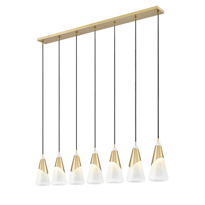 Z-Lite Aimie 7 Light Linear Chandelier, Modern Gold