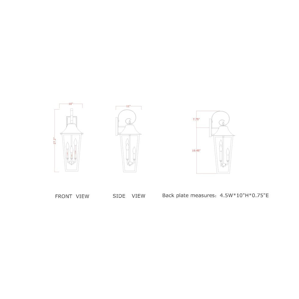 Z-Lite 3 Light Outdoor Wall Light