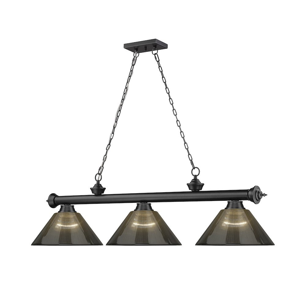 Z-Lite Cordon 3 Light Billiard, Steel Frame, Smoke Shade Color