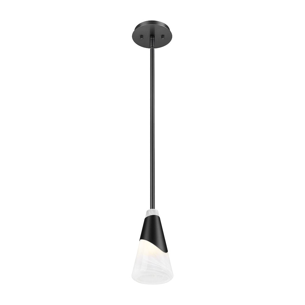 Z-Lite Aimie 1 Light Pendant, Matte Black