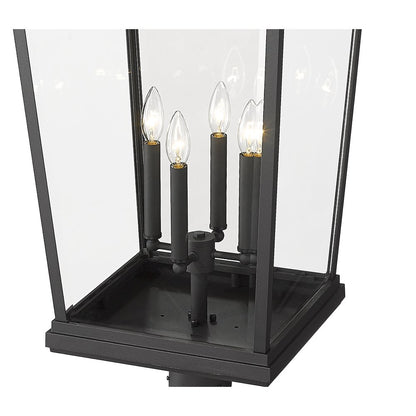 Z-Lite Beacon 4 Light Outdoor Post Mounted Fixture, Black
