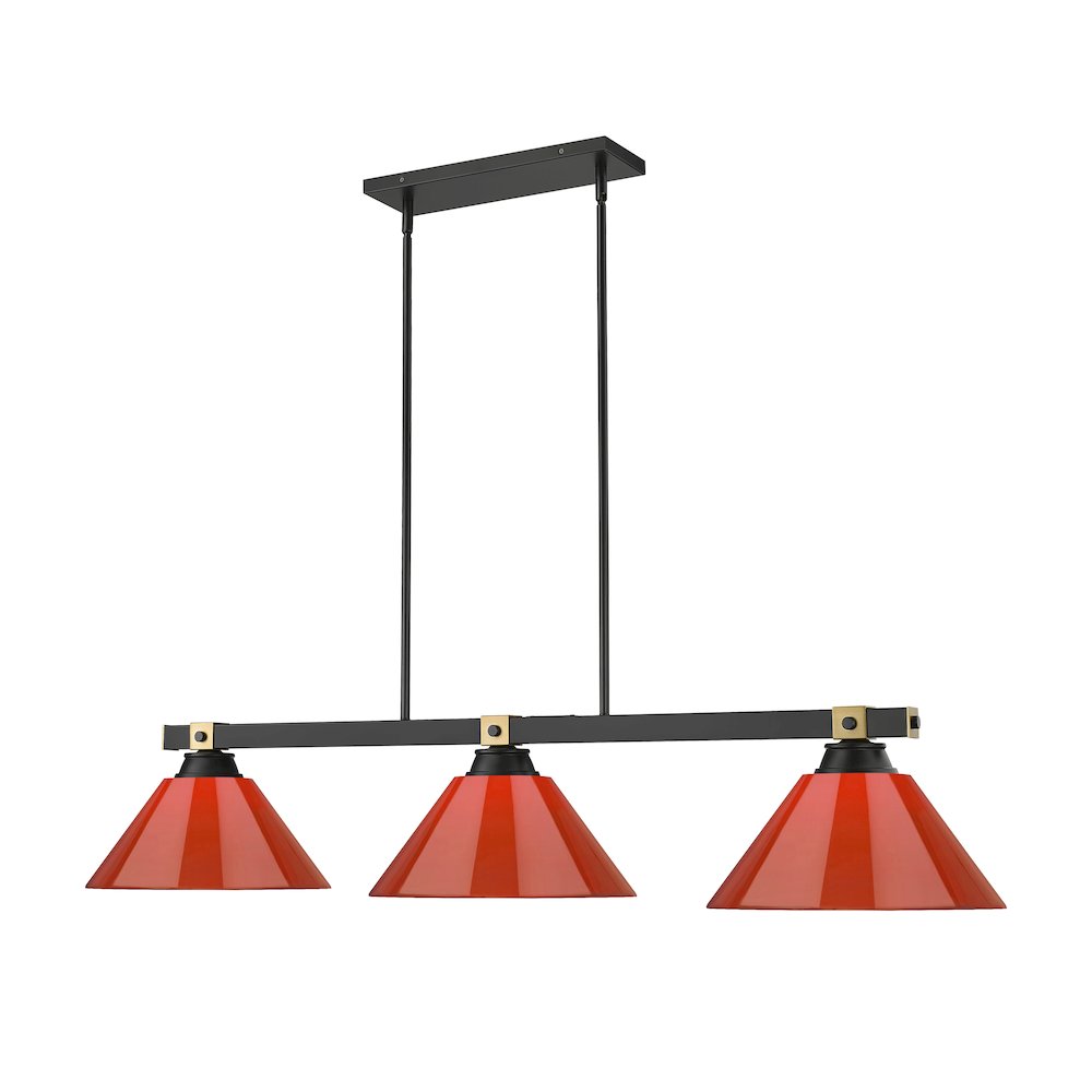 Z-Lite Bronte 3 Light Billiard, Steel Frame, Red Shade Color
