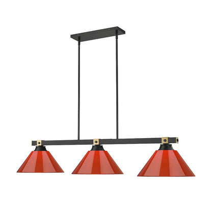 Z-Lite Bronte 3 Light Billiard, Steel Frame, Red Shade Color