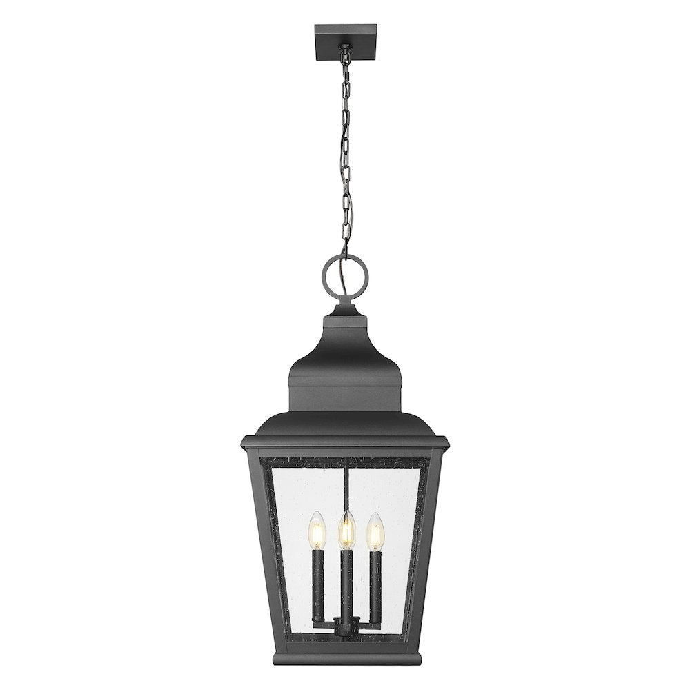 Z-Lite 4 Light Outdoor Chain Mount Ceiling Fixture, Sand Black