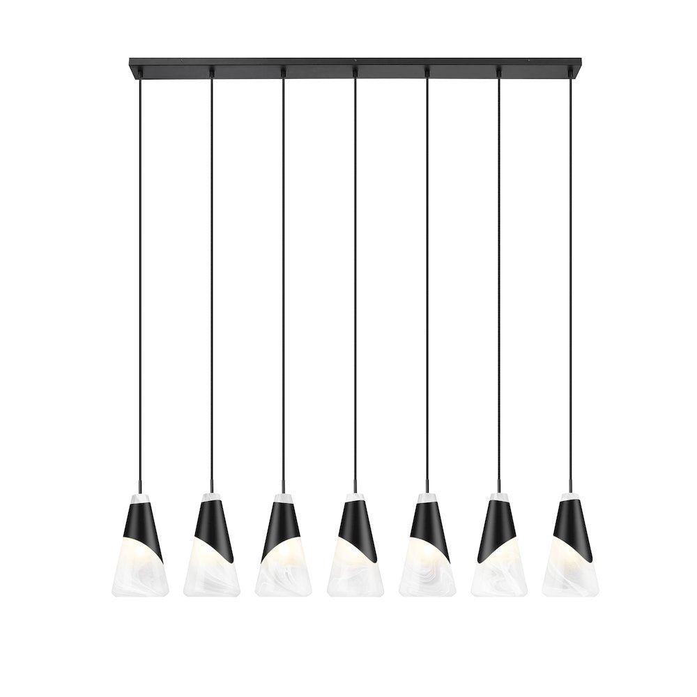 Z-Lite Aimie 7 Light Linear Chandelier, Matte Black