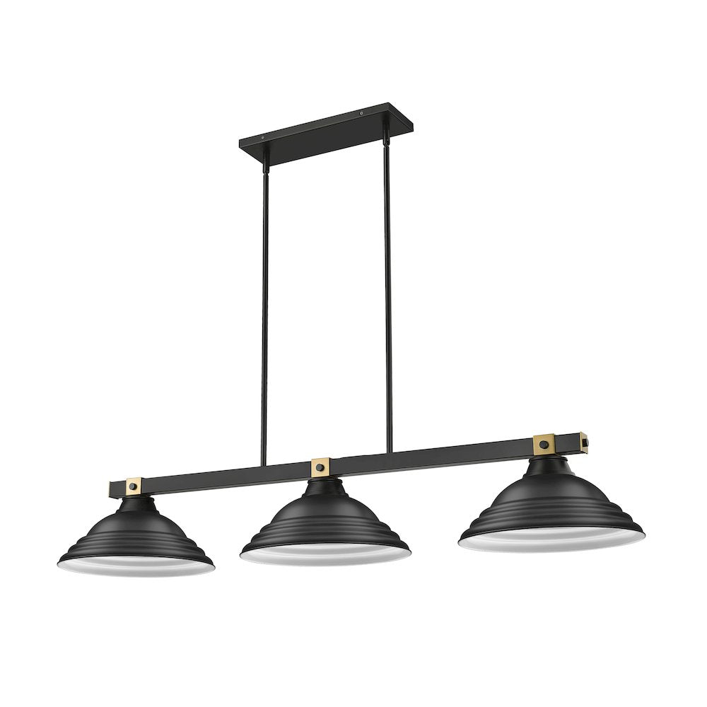Z-Lite Bronte 3 Light Billiard, Steel Frame, Matte Black Shade Color