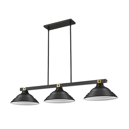 Z-Lite Bronte 3 Light Billiard, Steel Frame, Matte Black Shade Color