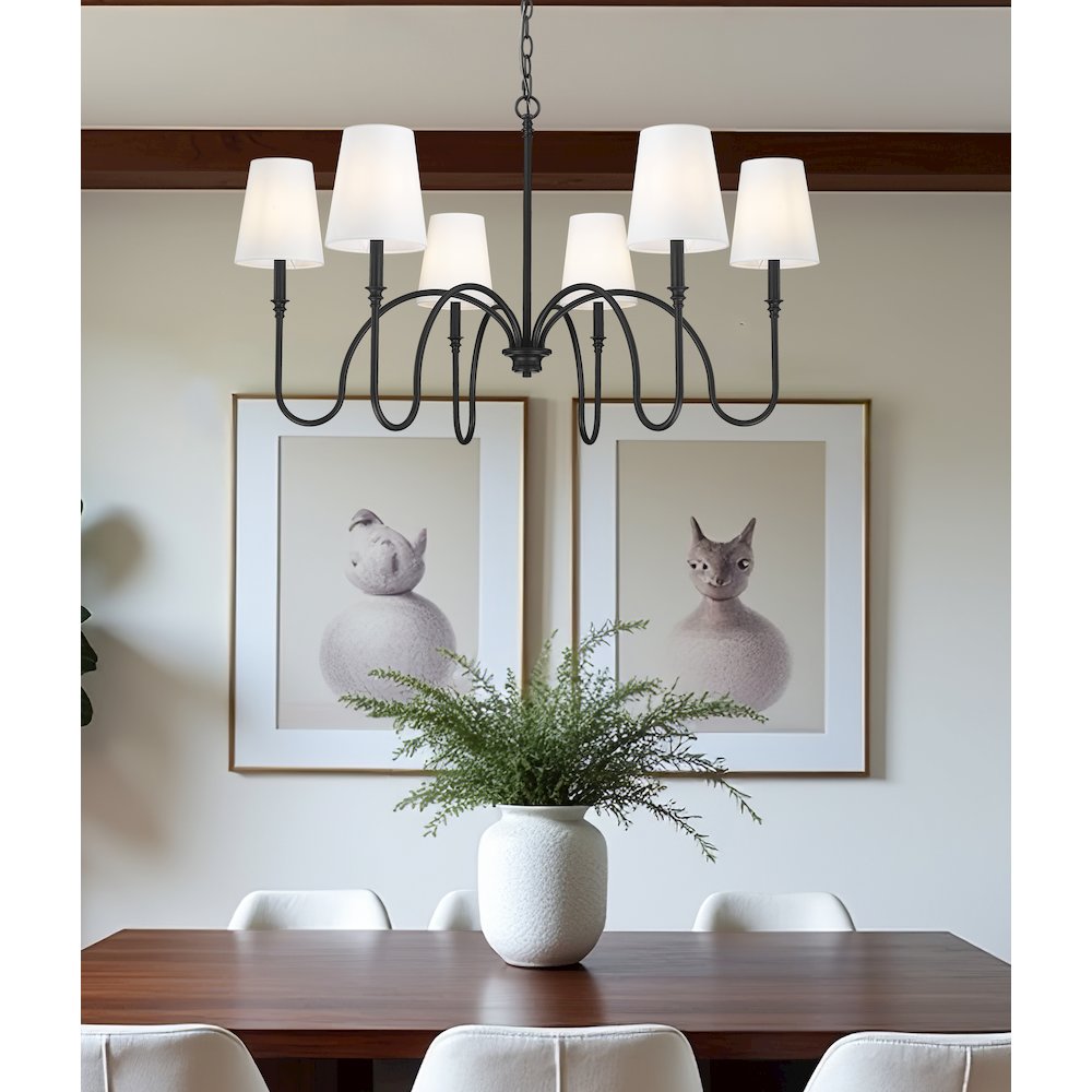 Z-Lite 6 Light Chandelier, Matte Black