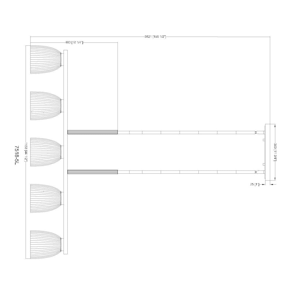 Z-Lite Naya 5 Light Linear Chandelier in Matte Black color, Steel frame