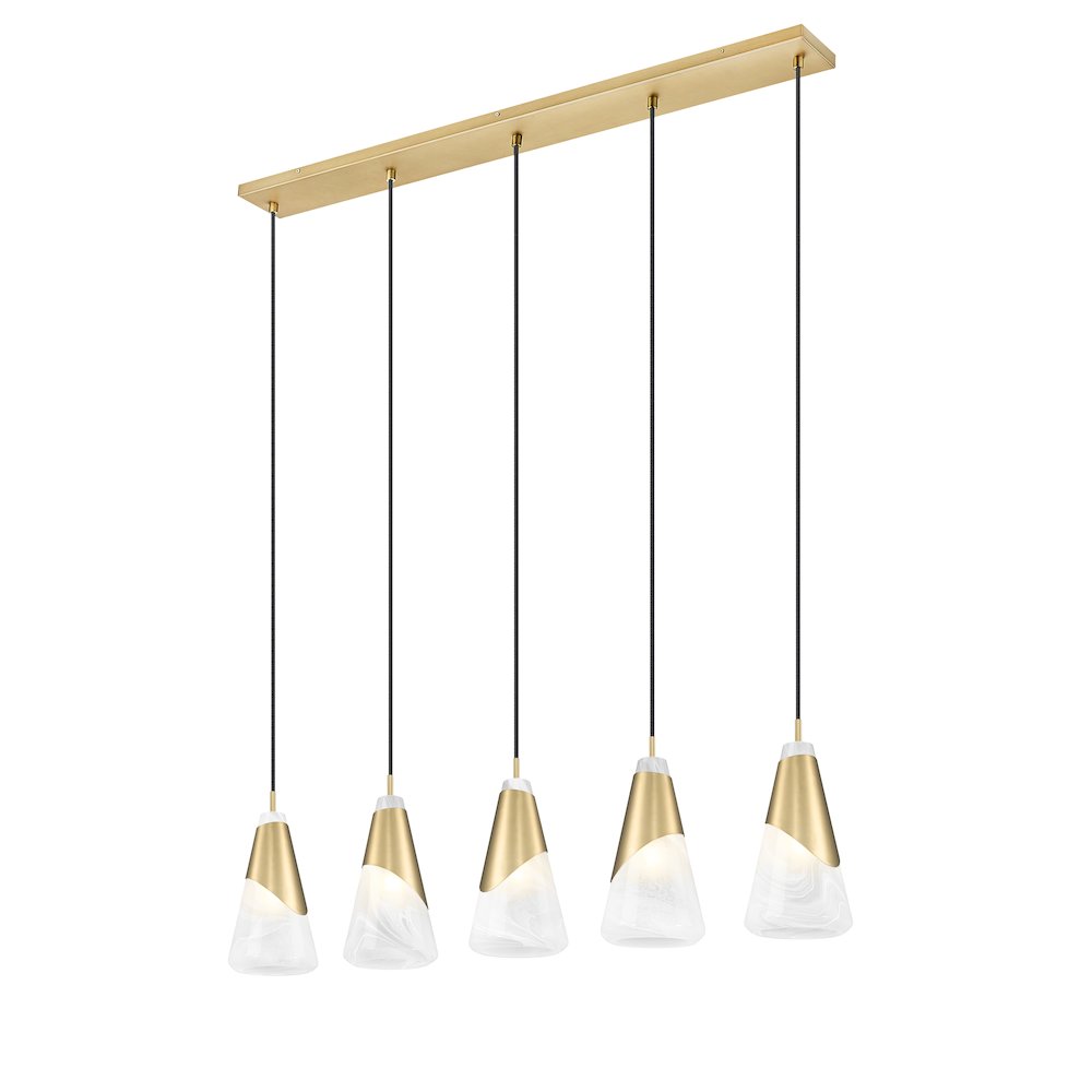 Z-Lite Aimie 5 Light Linear Chandelier, Modern Gold