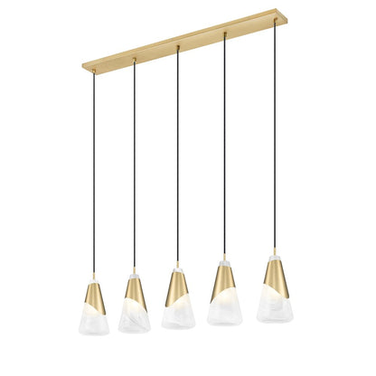 Z-Lite Aimie 5 Light Linear Chandelier, Modern Gold
