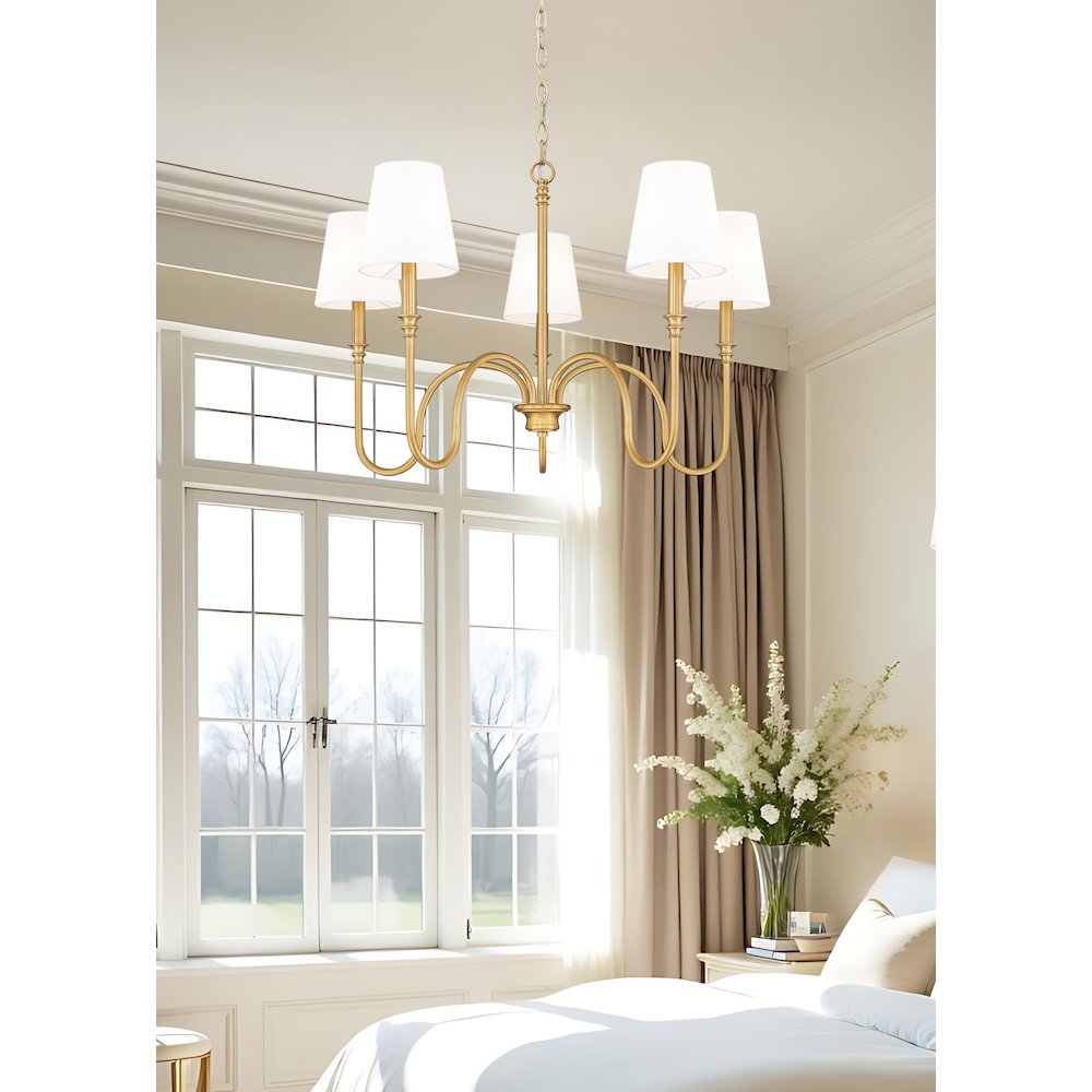 Z-Lite 5 Light Chandelier, Rubbed Brass